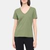 Women Theory Outlet | V-Neck Tee In Slub Cotton Fern