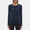 Women Theory Outlet | Long-Sleeve Tee In Stretch Cotton Deep Navy