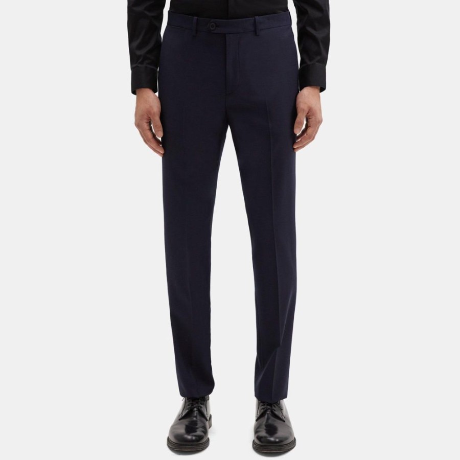 Men Theory Outlet | Slim-Fit Suit Pant In Grid Wool Dark Navy Multi