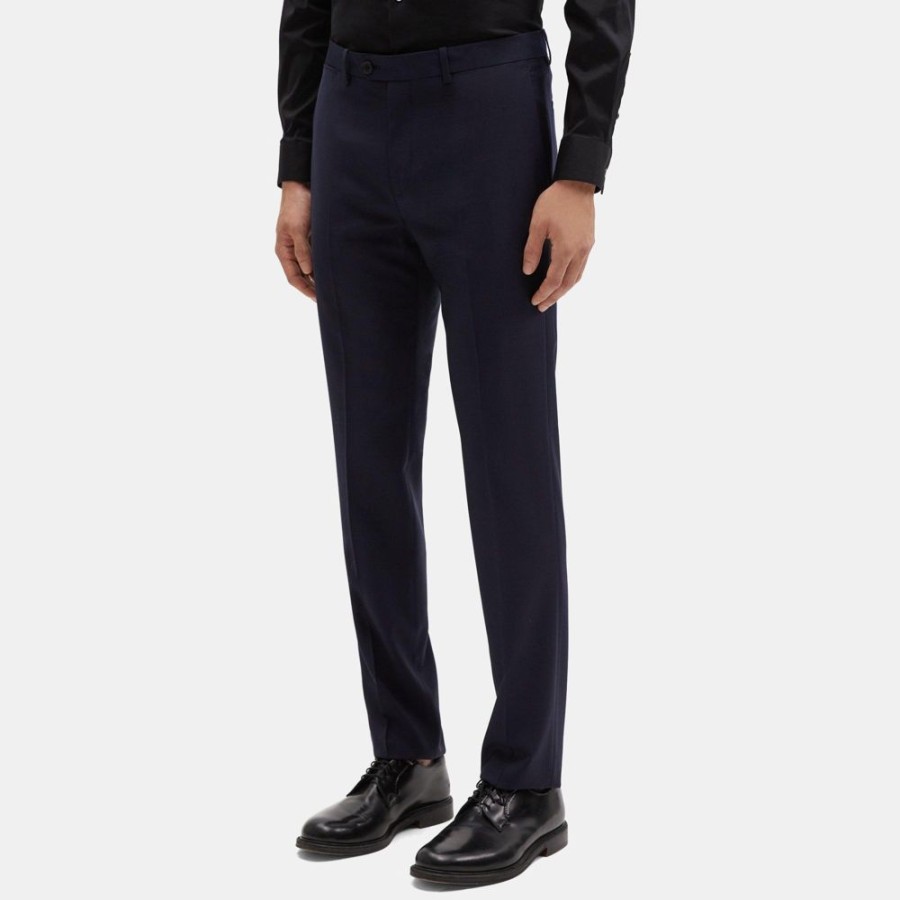 Men Theory Outlet | Slim-Fit Suit Pant In Grid Wool Dark Navy Multi