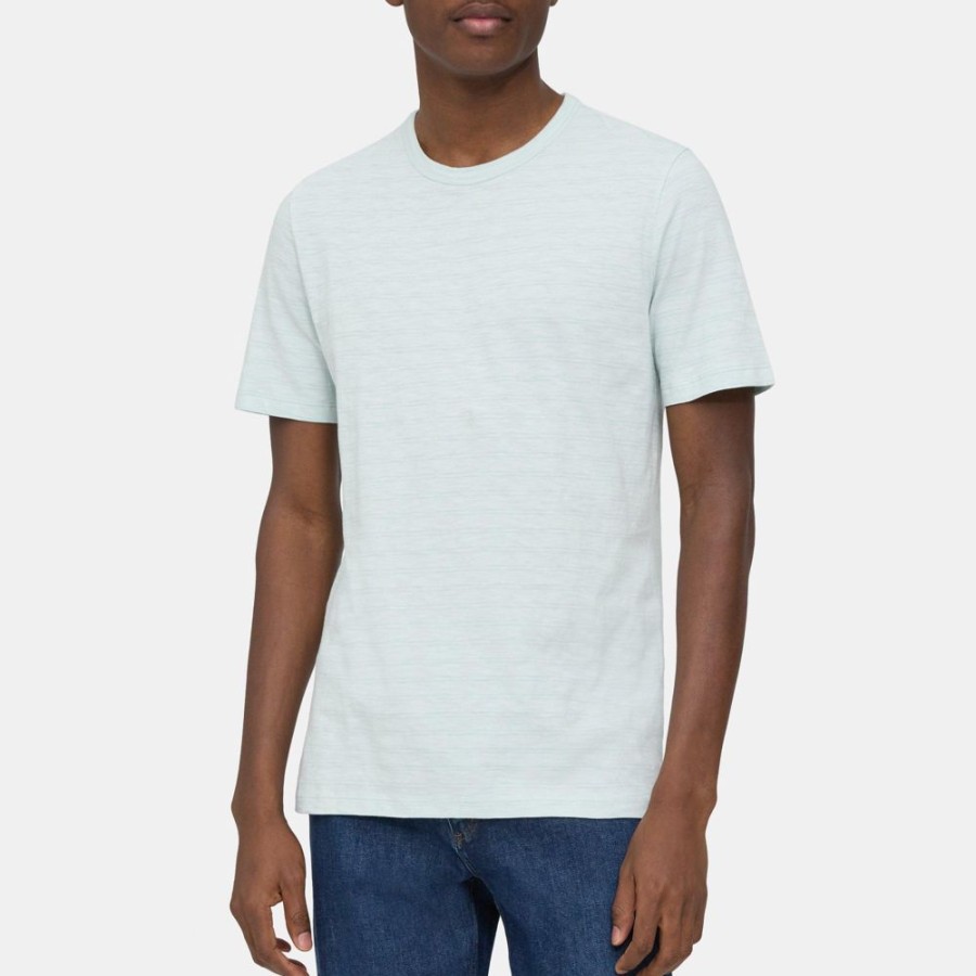 Men Theory Outlet | Essential Tee In Slub Cotton Light Stratus/Dark Stratus