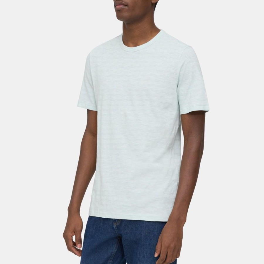 Men Theory Outlet | Essential Tee In Slub Cotton Light Stratus/Dark Stratus