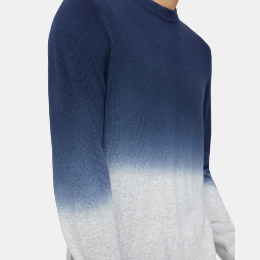 Men Theory Outlet | Crewneck Sweater In Cashmere Lt Grey Htr/Lt Baltic