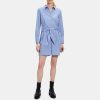 Women Theory Outlet | Tie Waist Romper In Stretch Cotton