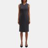 Women Theory Outlet | Midi Sheath Dress In Stretch Wool Charcoal Melange