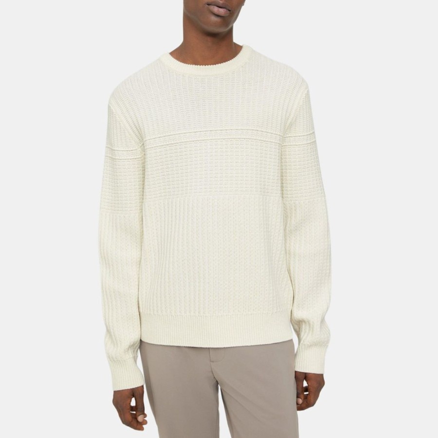 Men Theory Outlet | Crewneck Sweater In Wool-Cashmere Stone White