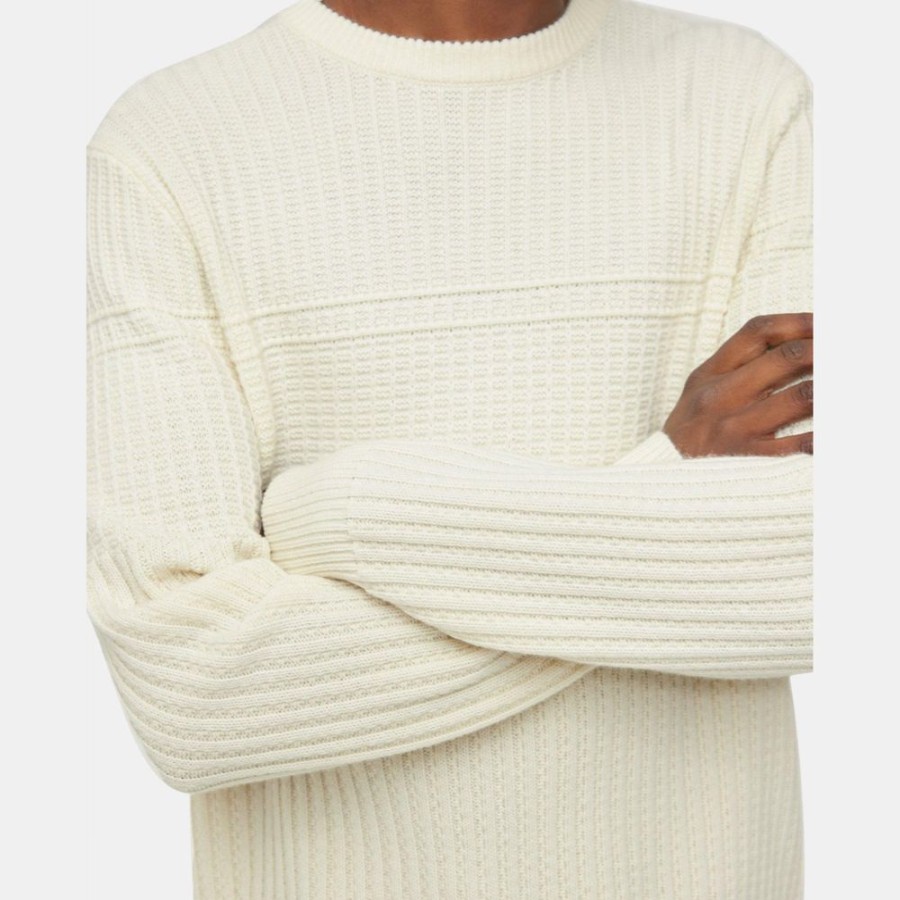 Men Theory Outlet | Crewneck Sweater In Wool-Cashmere Stone White