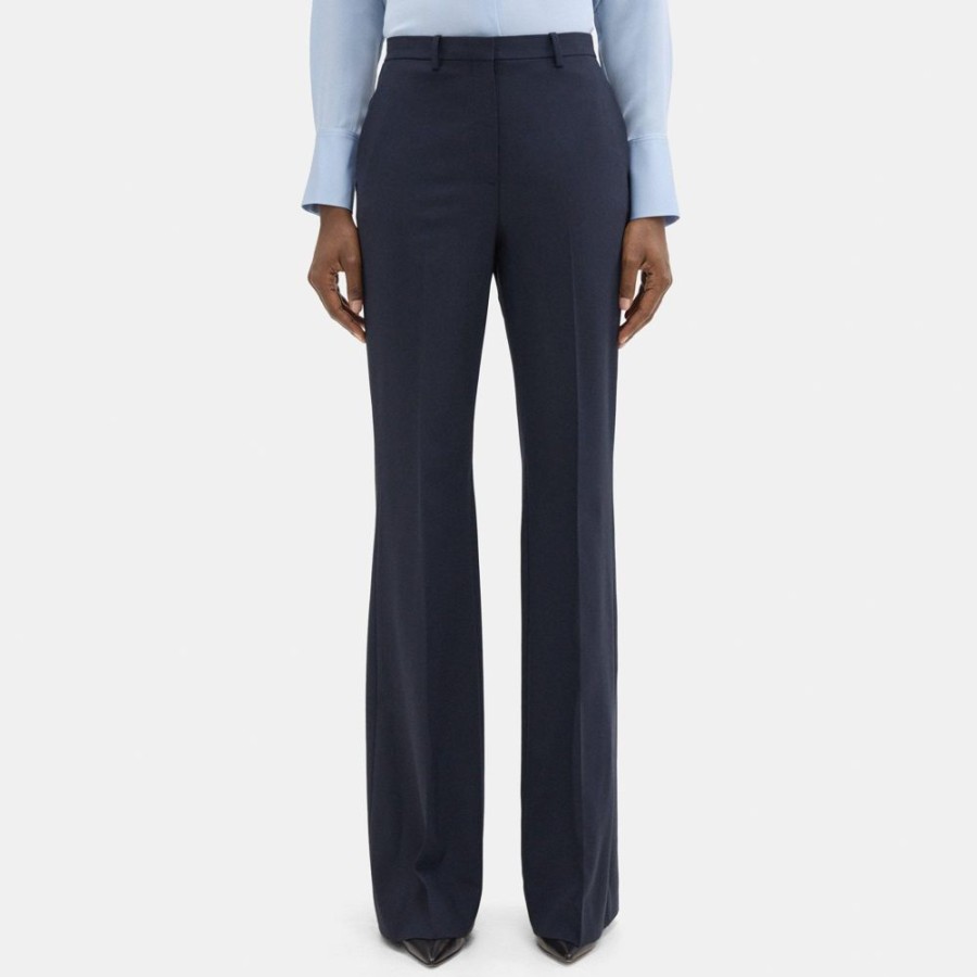 Women Theory Outlet | High-Waist Flare Pant In Sevona Stretch Wool Navy