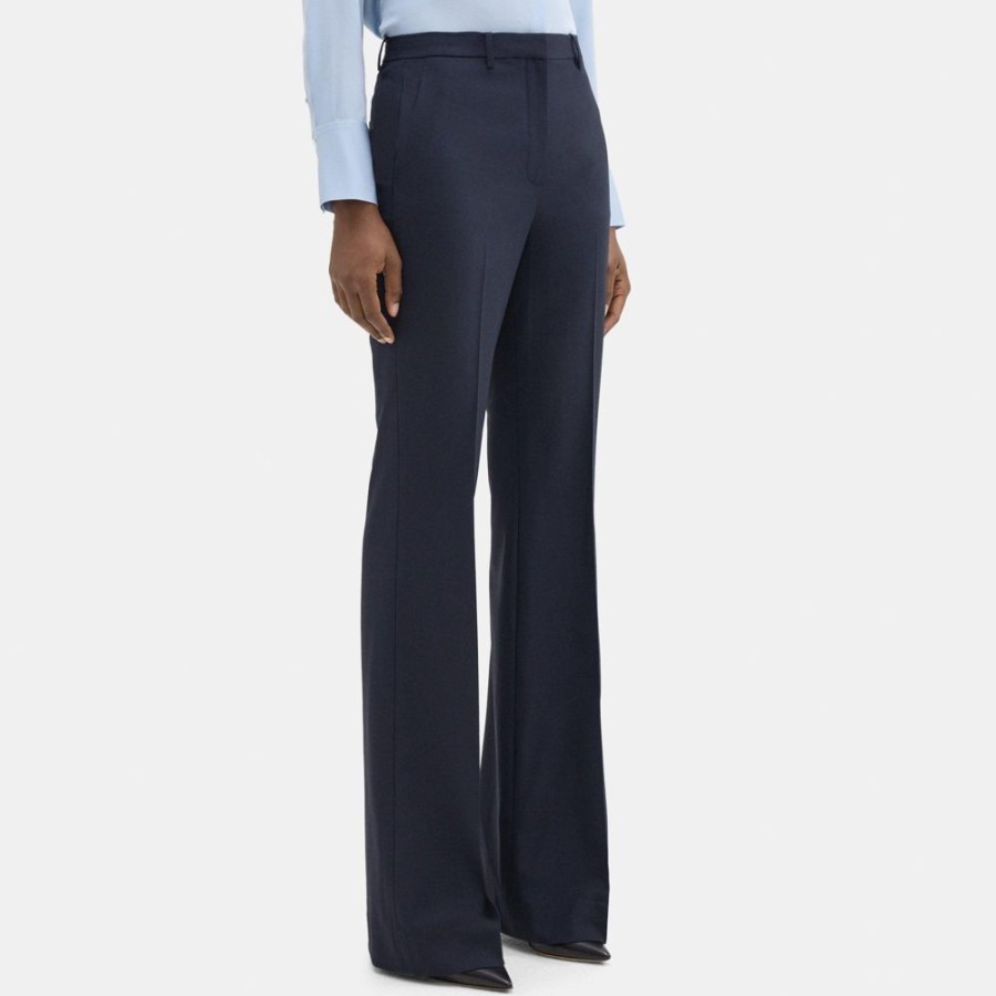 Women Theory Outlet | High-Waist Flare Pant In Sevona Stretch Wool Navy