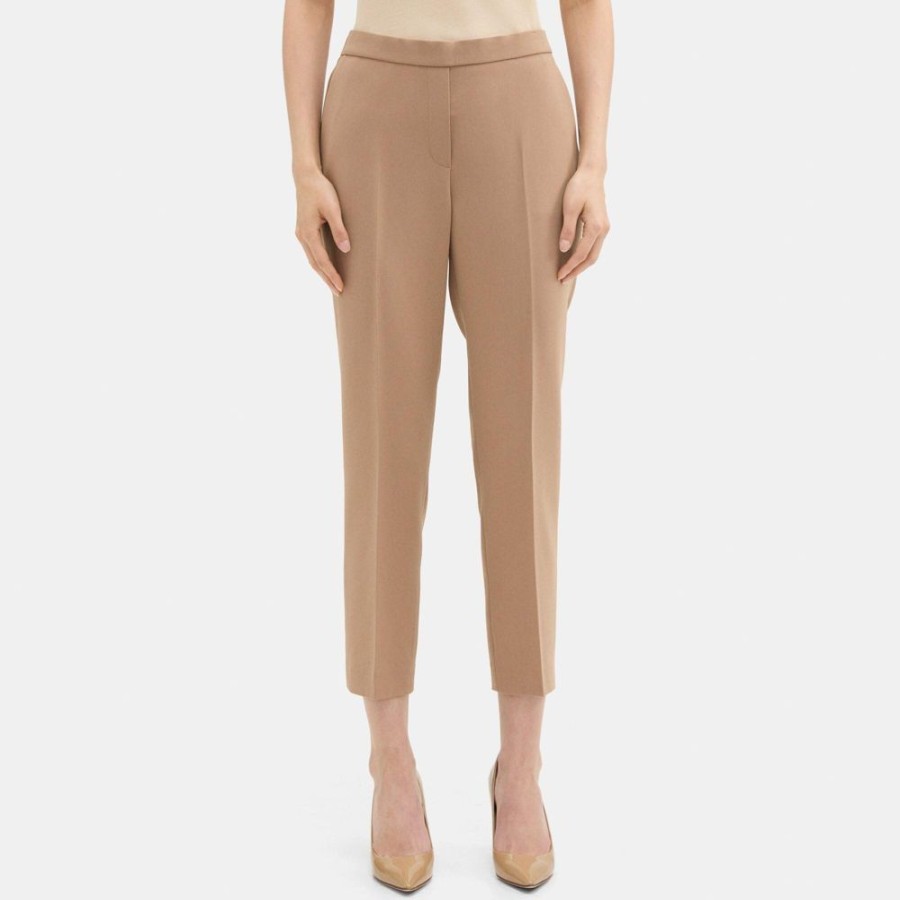 Women Theory Outlet | Cropped Slim Pull-On Pant In Crepe