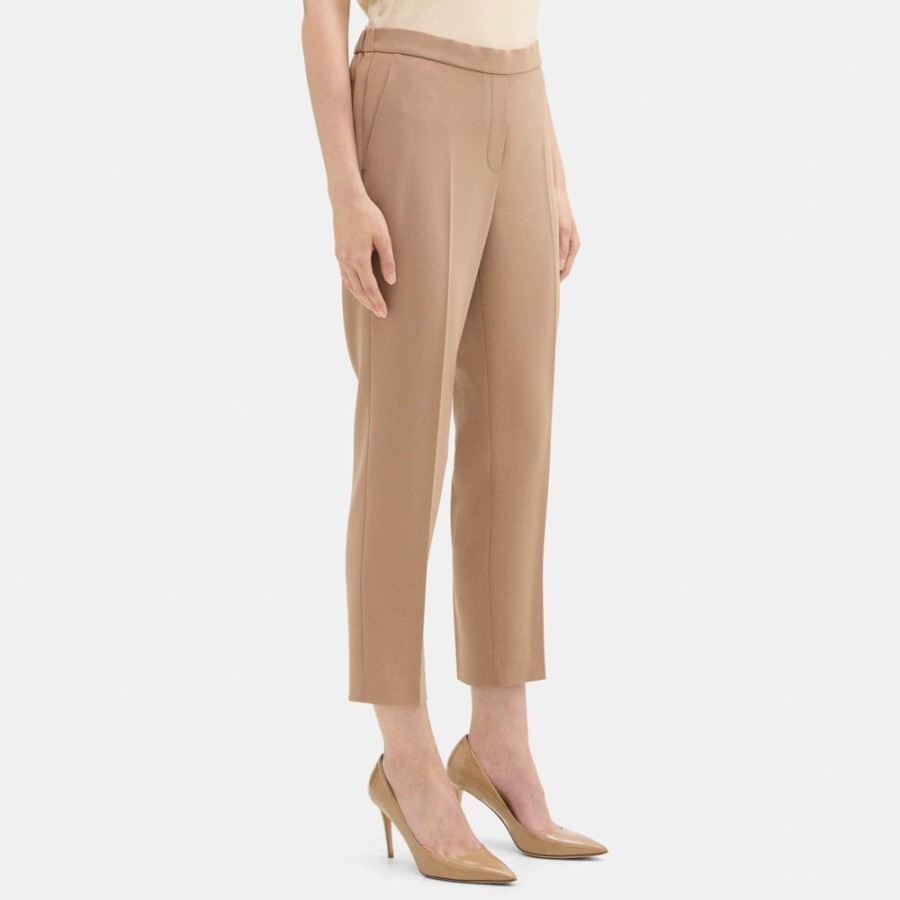 Women Theory Outlet | Cropped Slim Pull-On Pant In Crepe