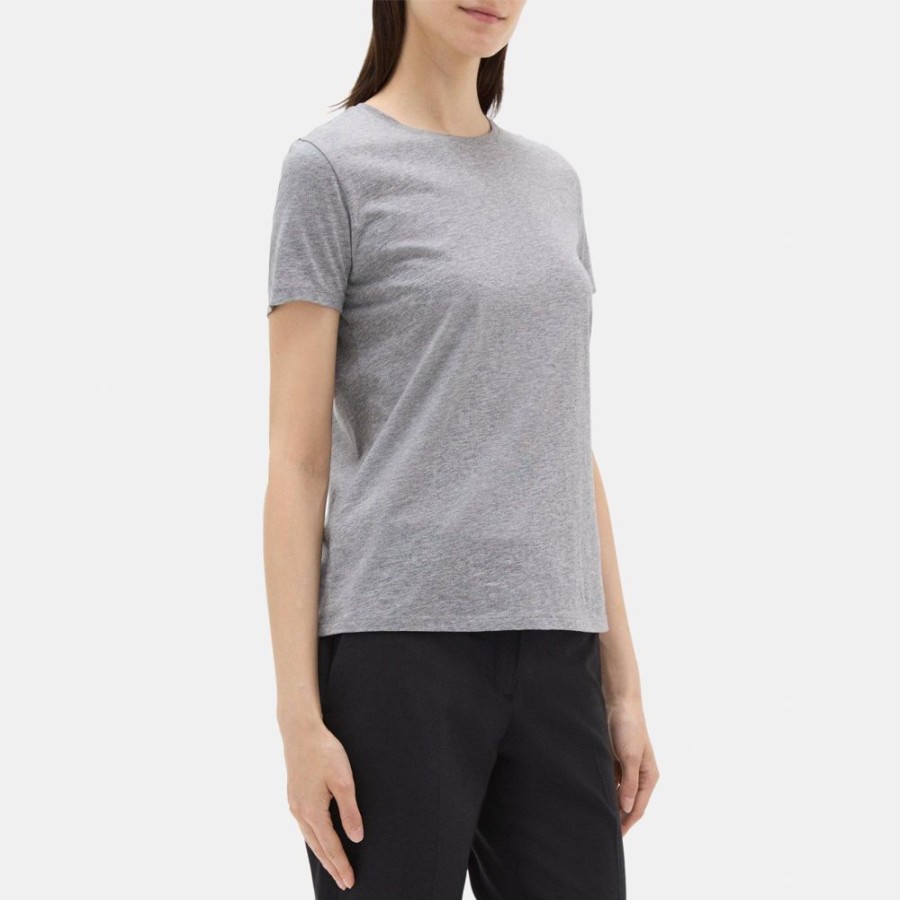 Women Theory Outlet | Classic Crewneck In Pima Cotton Light Heather