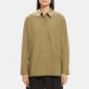 Women Theory Outlet | Menswear Shirt In Cotton Poplin Burnt Olive