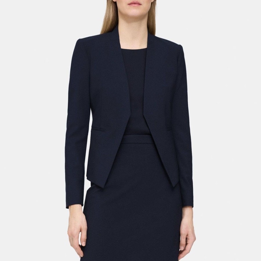 Women Theory Outlet | Open Blazer In Stretch Wool Deep Navy