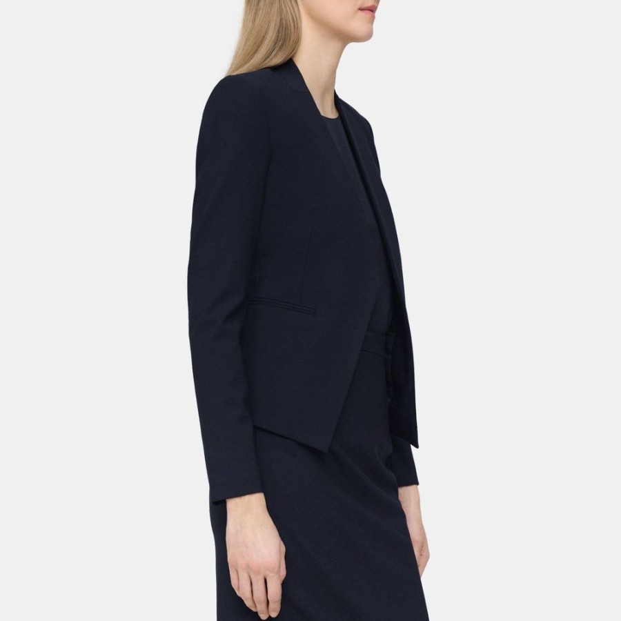 Women Theory Outlet | Open Blazer In Stretch Wool Deep Navy