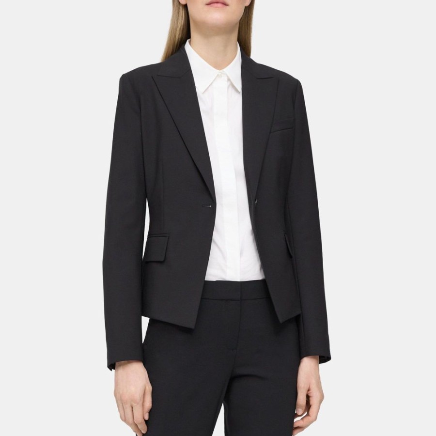 Women Theory Outlet | Modern Blazer In Good Wool Black