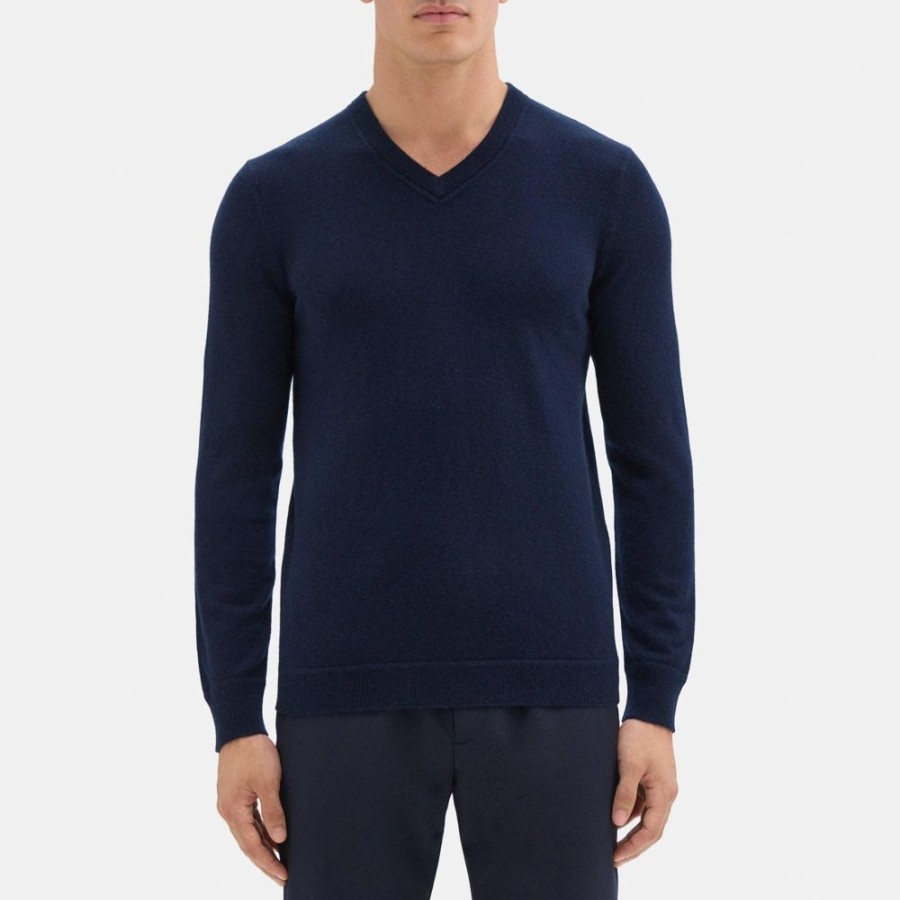 Men Theory Outlet | V-Neck Sweater In Cashmere Baltic