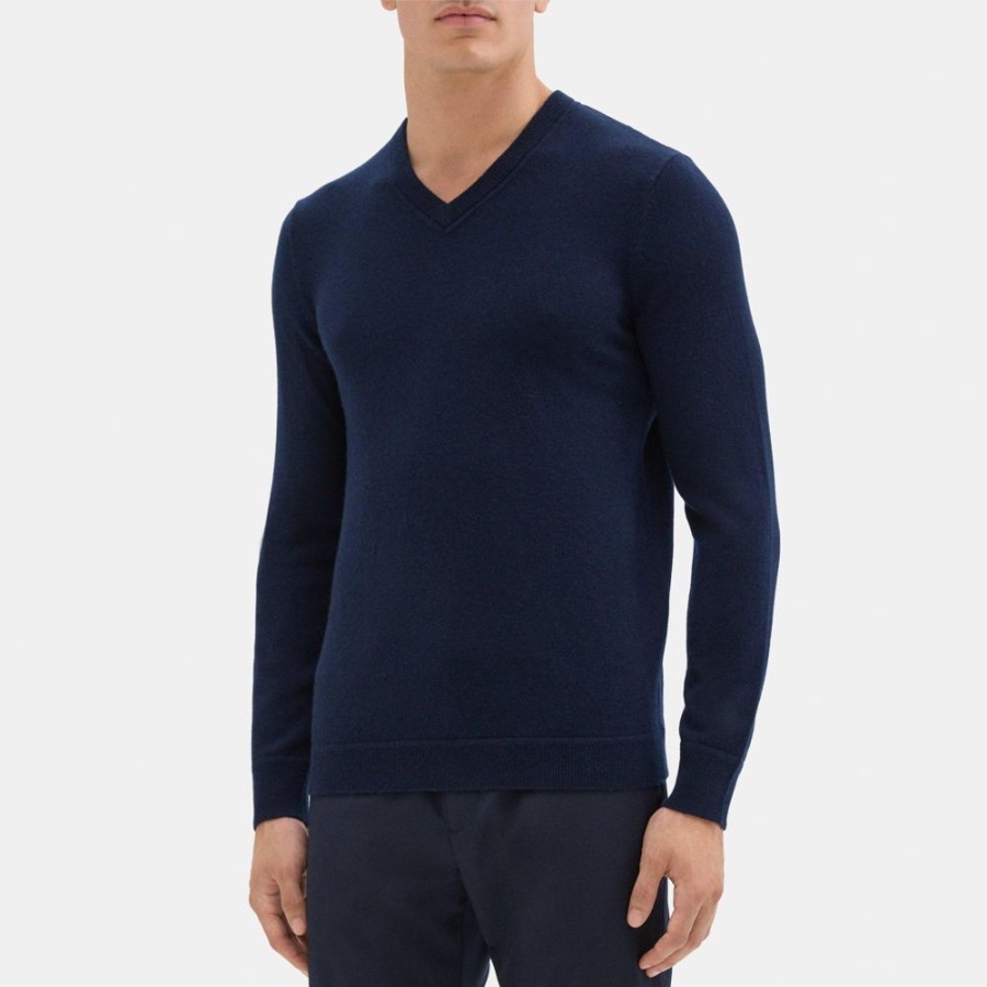 Men Theory Outlet | V-Neck Sweater In Cashmere Baltic