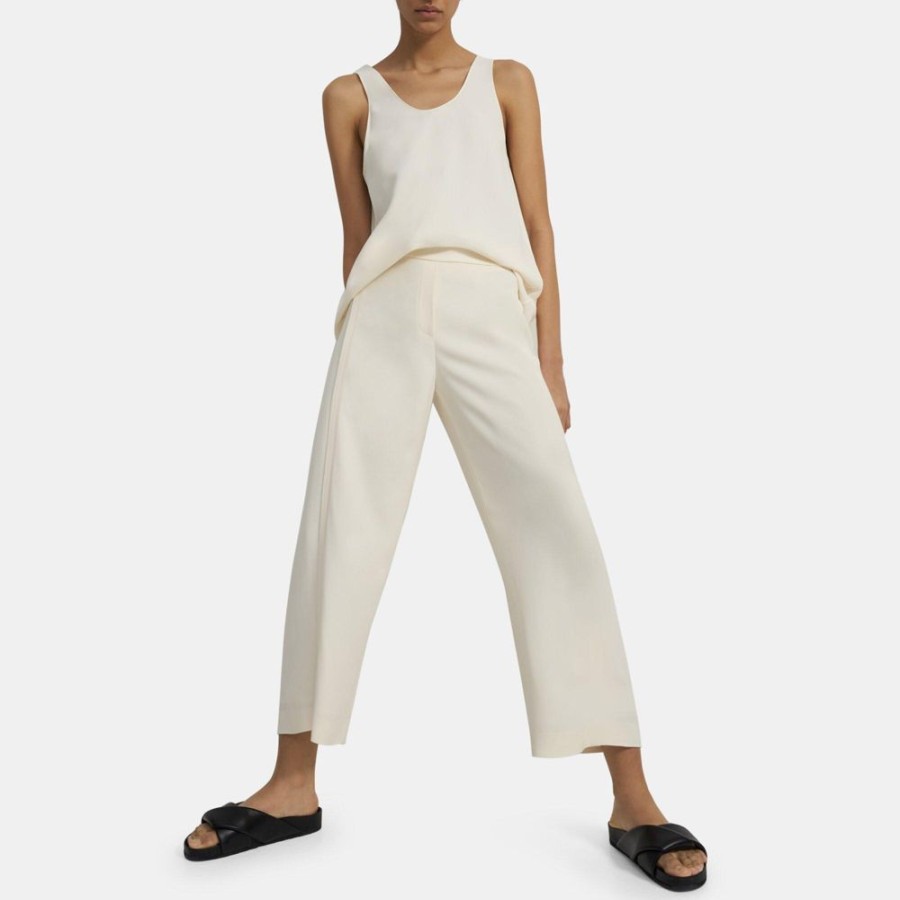 Women Theory Outlet | Seamed Pant In Crepe Cream Yellow