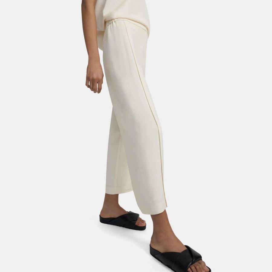 Women Theory Outlet | Seamed Pant In Crepe Cream Yellow