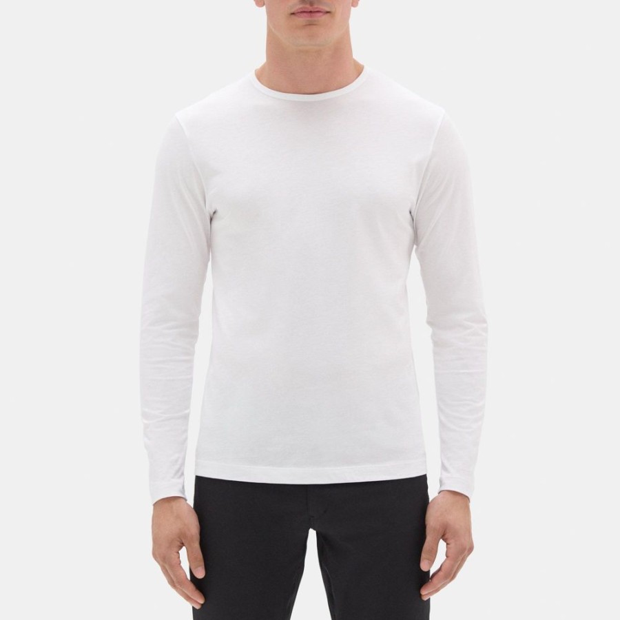 Men Theory Outlet | Long-Sleeve Relaxed Tee In Organic Cotton White