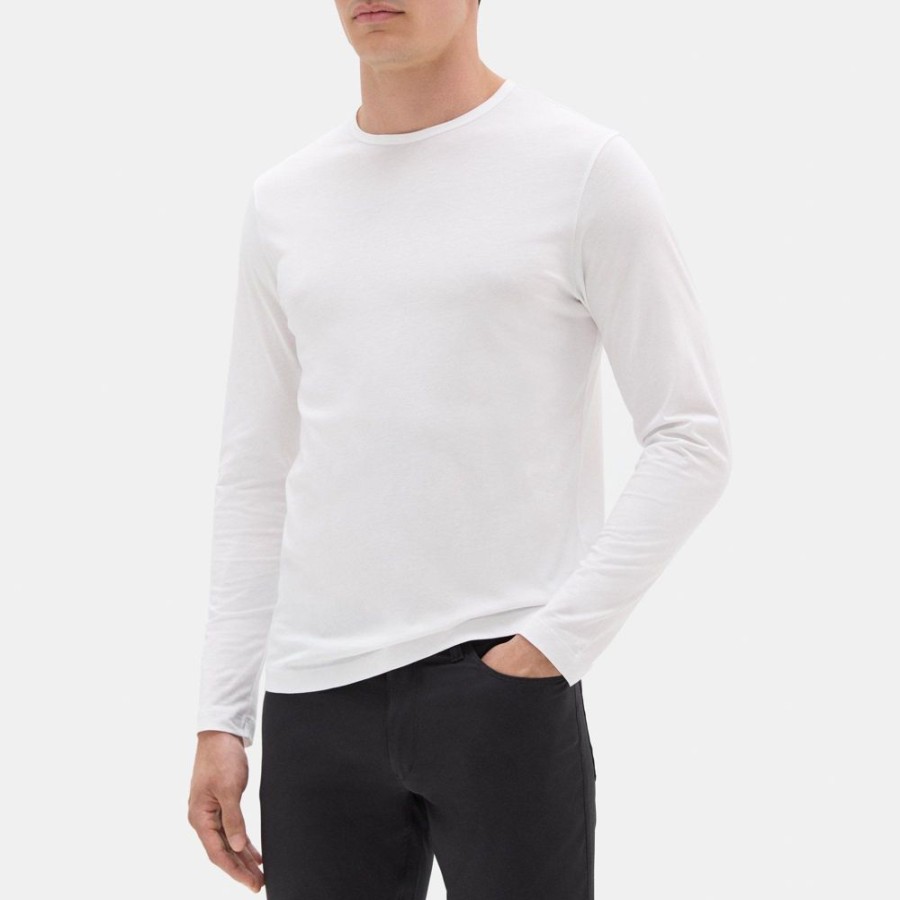 Men Theory Outlet | Long-Sleeve Relaxed Tee In Organic Cotton White