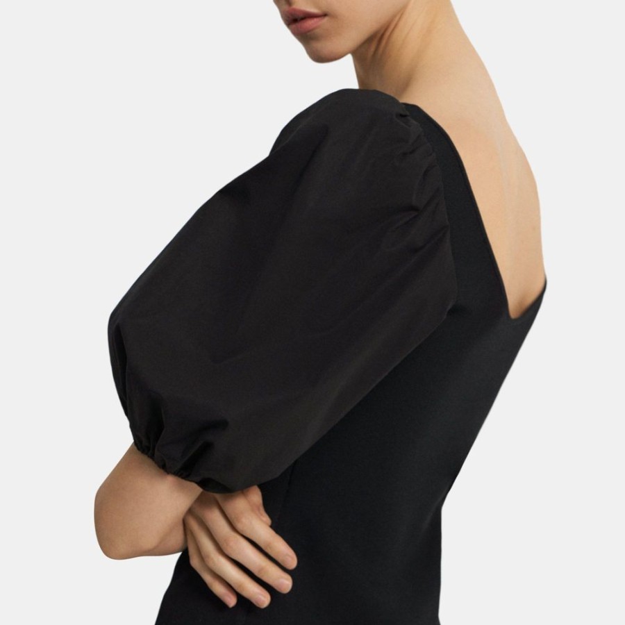 Women Theory Outlet | Puff Sleeve Top In Stretch Knit