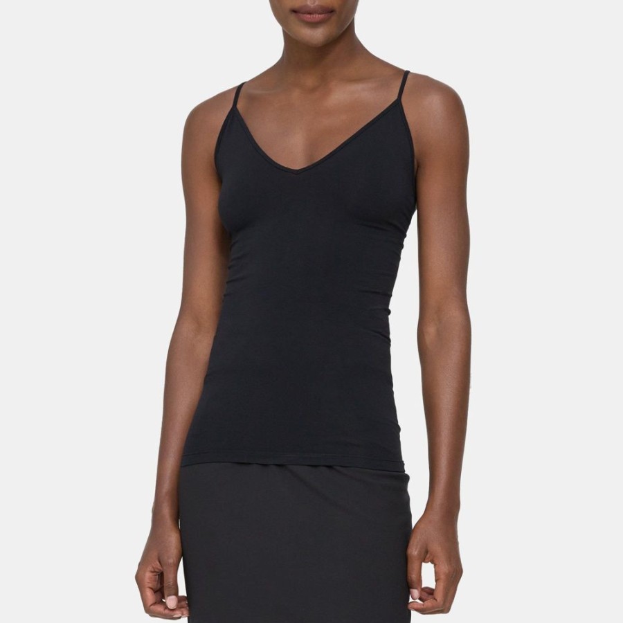 Women Theory Outlet | Crossback Tank Top In Stretch Cotton Black