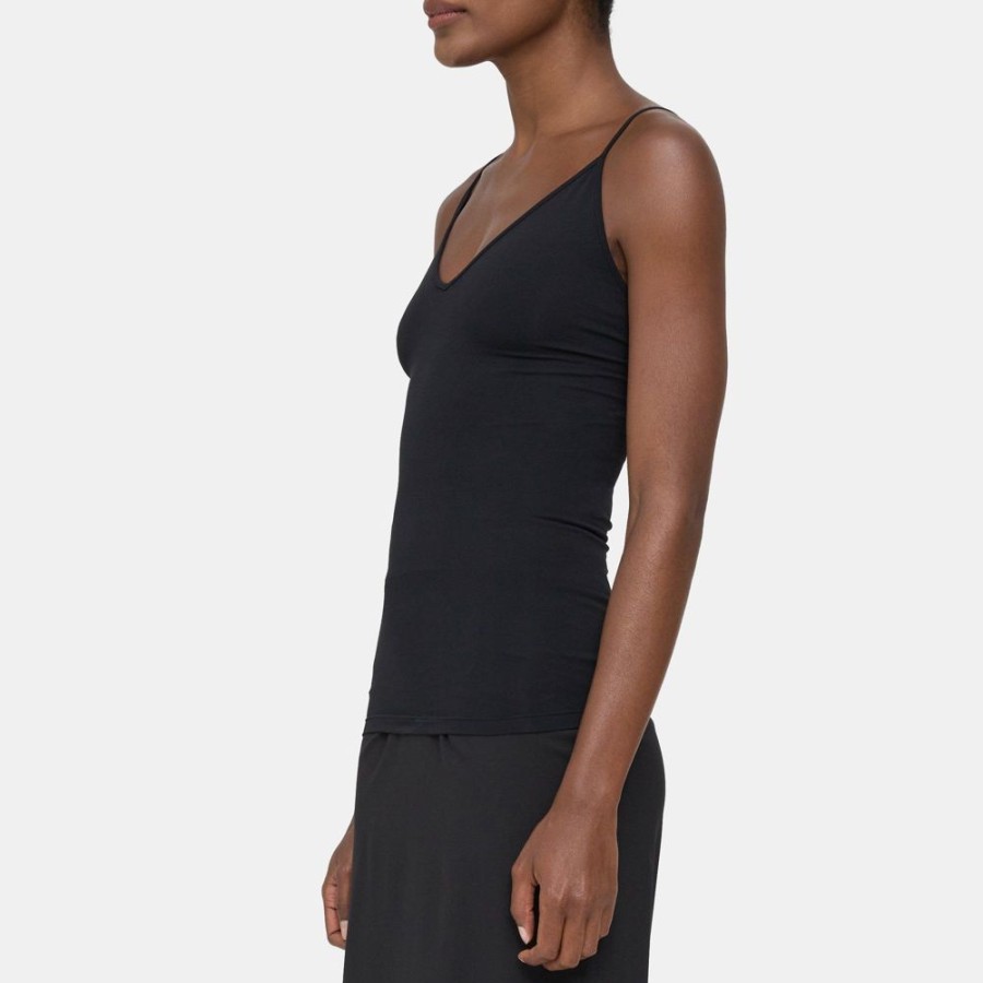 Women Theory Outlet | Crossback Tank Top In Stretch Cotton Black