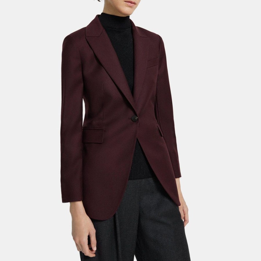 Women Theory Outlet | Single-Breasted Blazer In Wool Flannel