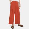 Women Theory Outlet | Pleated Wide-Leg Pant In Striped Crepe Dark Coral