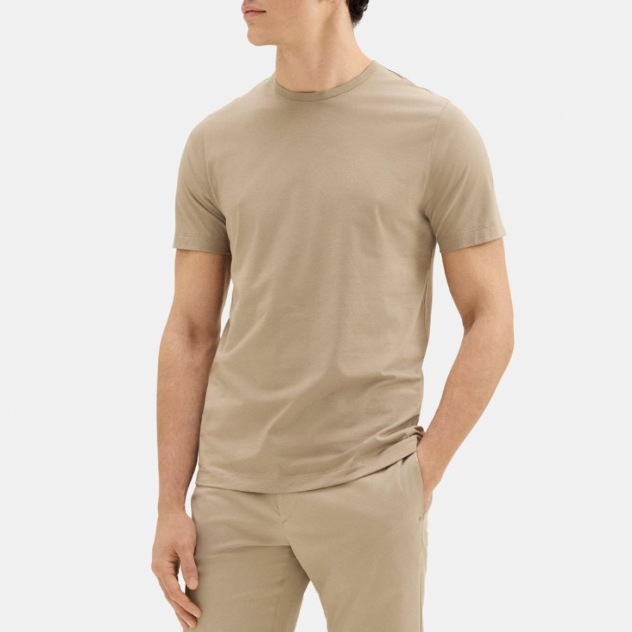 Men Theory Outlet | Short-Sleeve Crewneck Tee In Luxe Cotton Bark