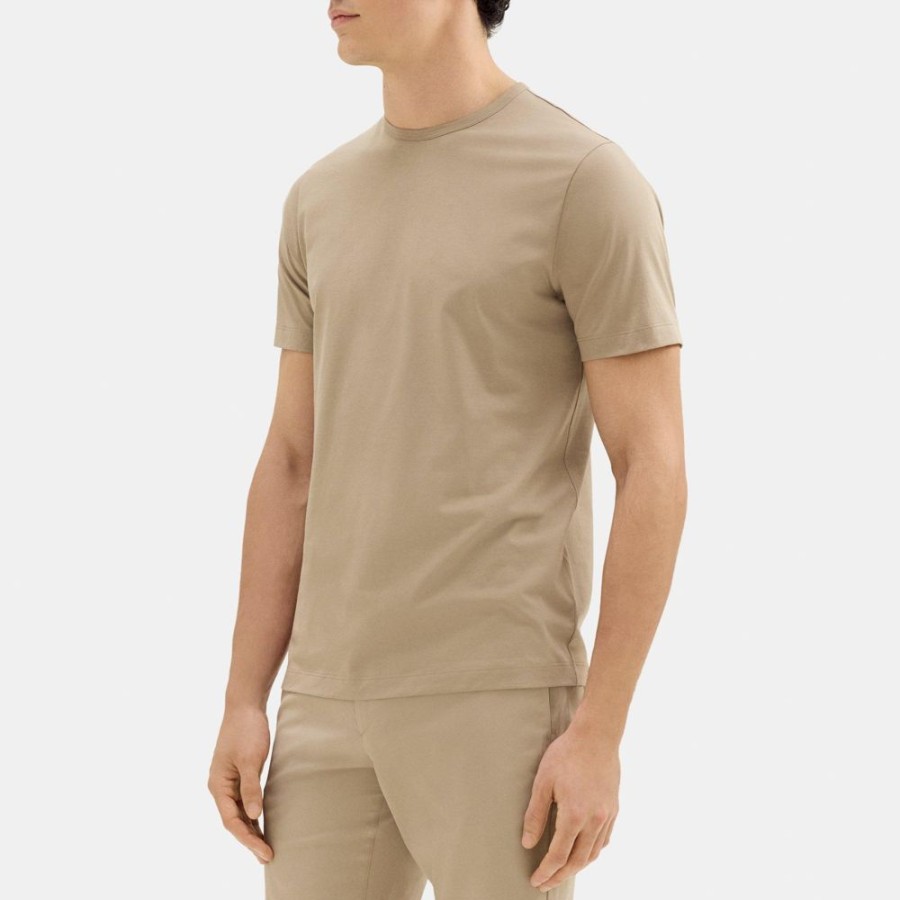 Men Theory Outlet | Short-Sleeve Crewneck Tee In Luxe Cotton Bark