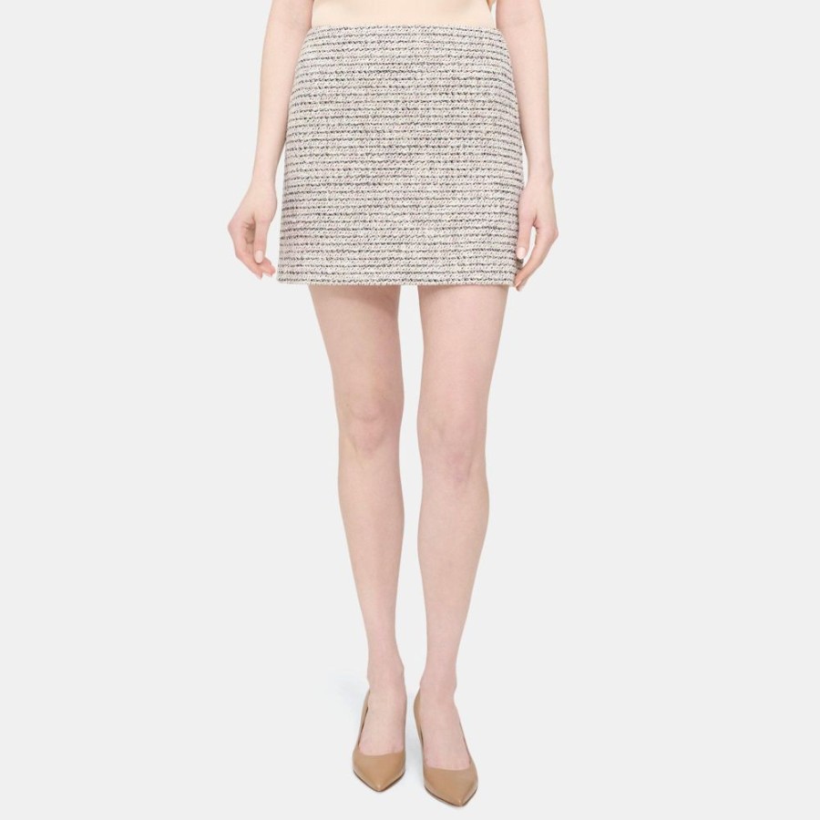 Women Theory Outlet | Mini Skirt In Tweed Coral Multi