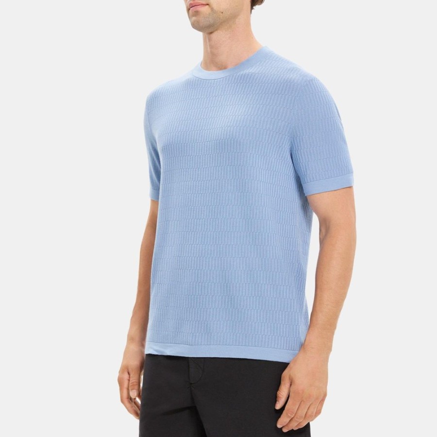 Men Theory Outlet | Knit Tee In Cotton Heron