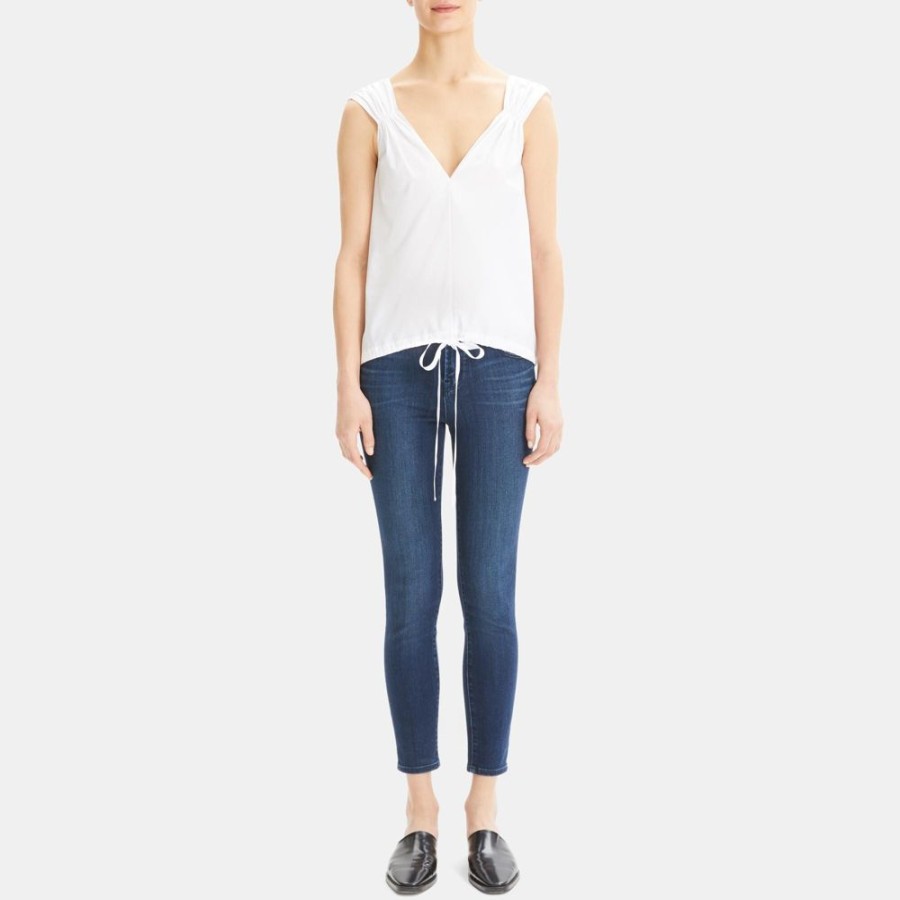 Women Theory Outlet | Perfect Cotton Balloon Top White