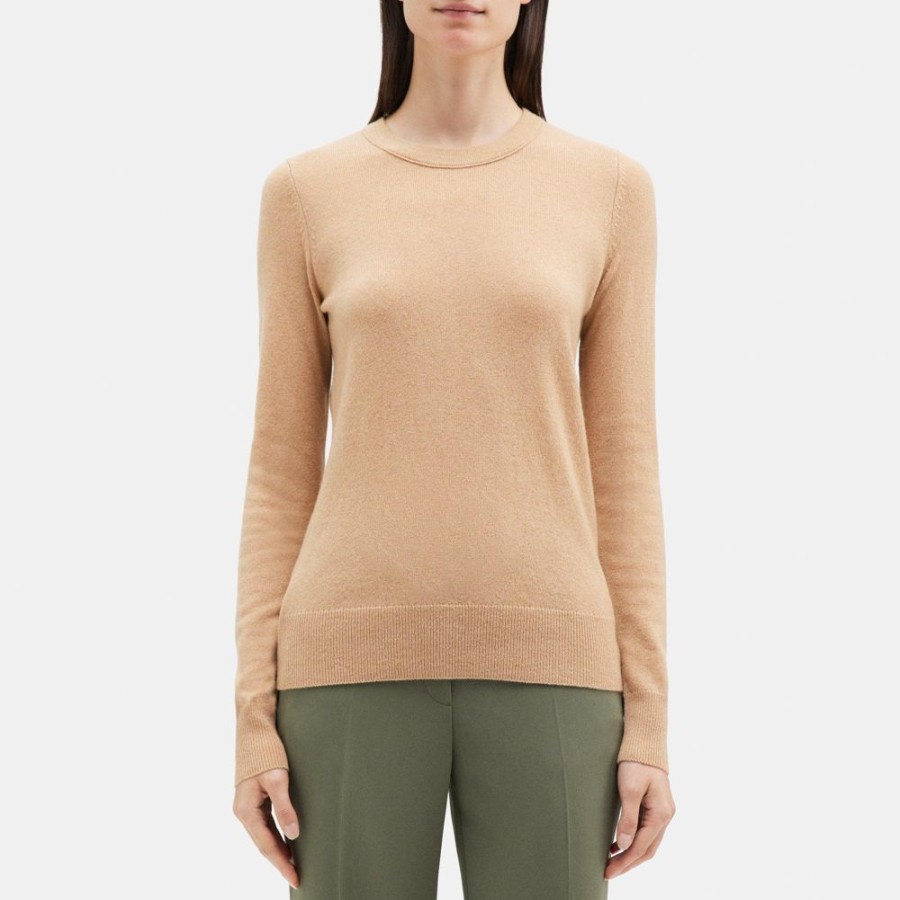 Women Theory Outlet | Crewneck Sweater In Cashmere Medium Camel