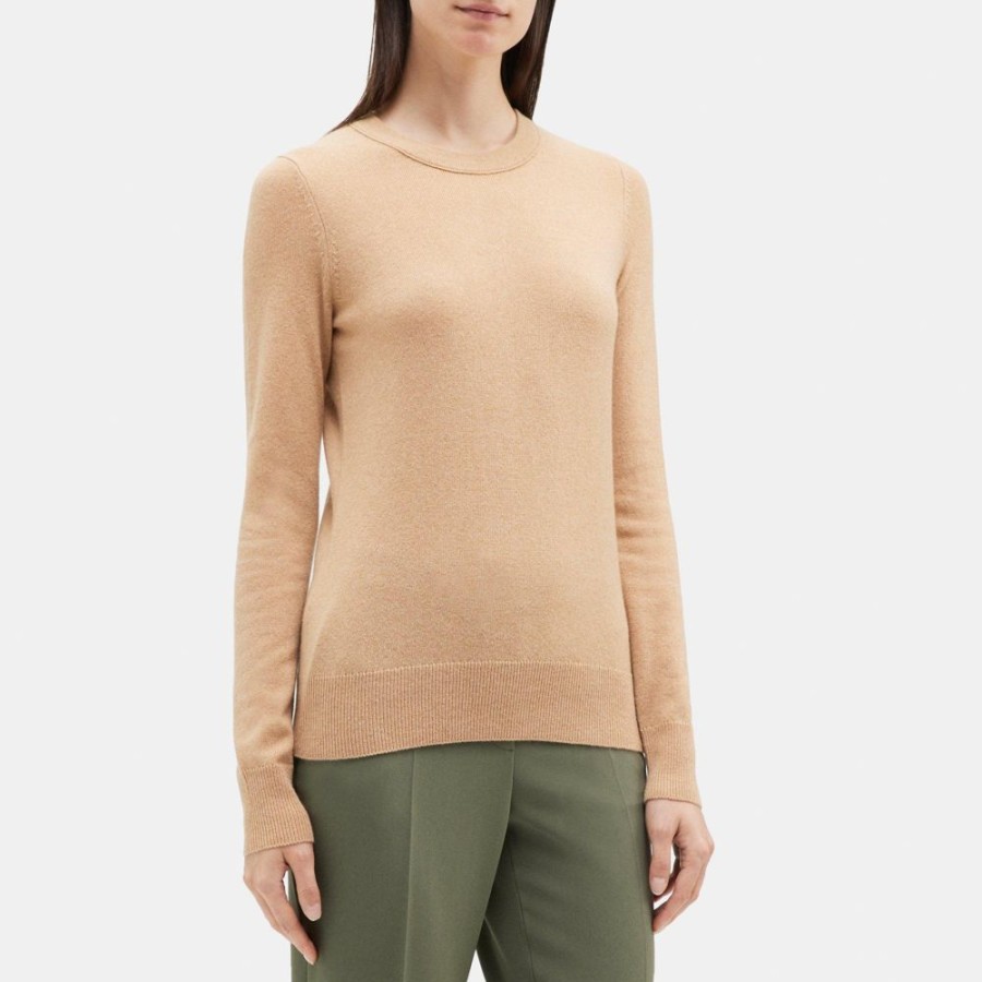 Women Theory Outlet | Crewneck Sweater In Cashmere Medium Camel