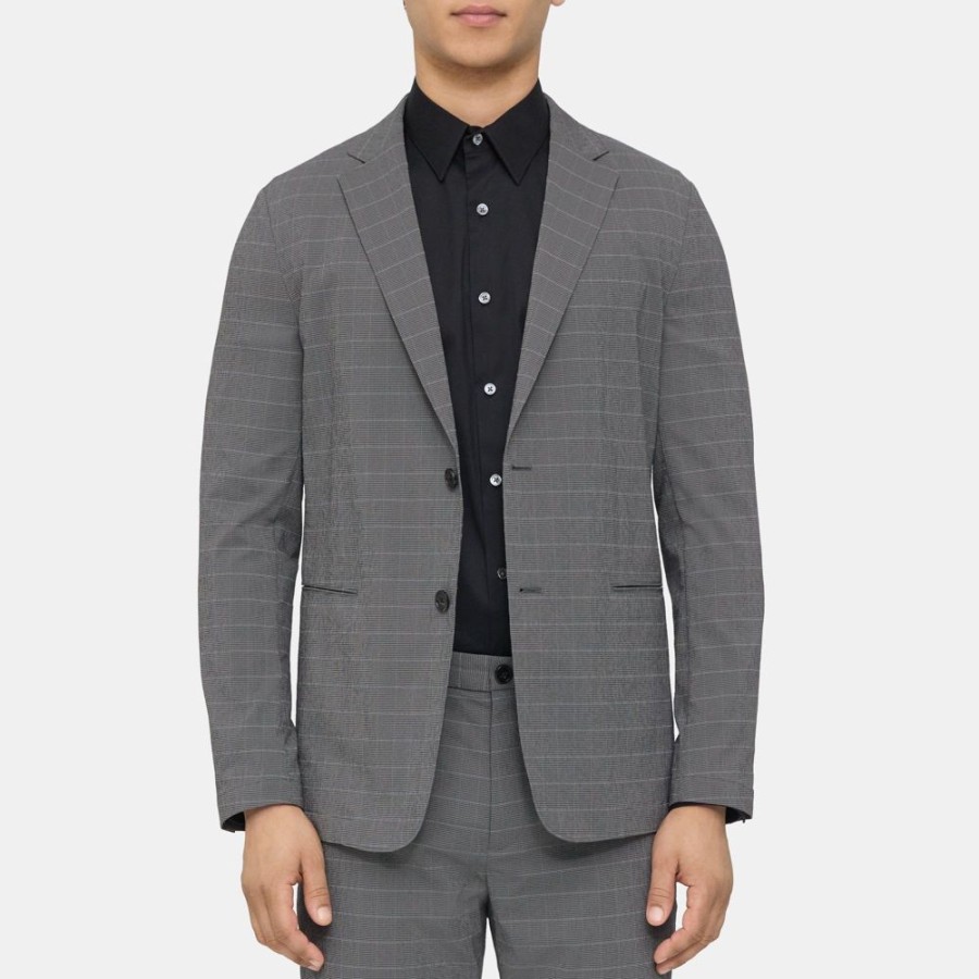 Men Theory Outlet | Unstructured Blazer In Checked Nylon Blend Black Multi