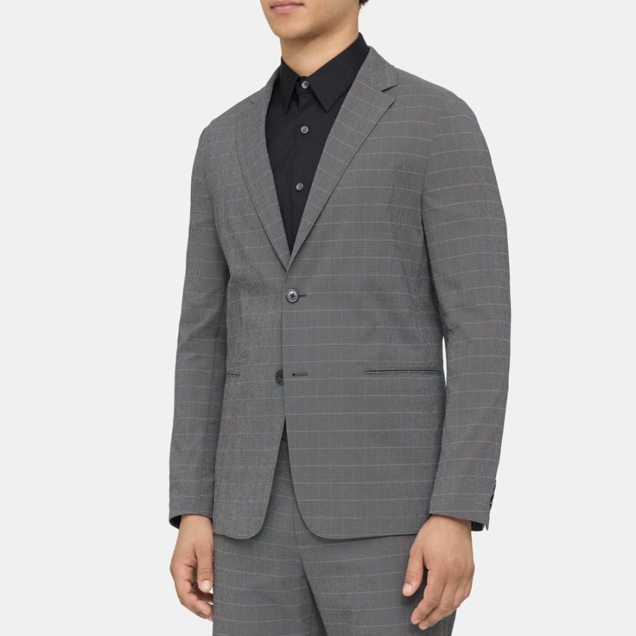 Men Theory Outlet | Unstructured Blazer In Checked Nylon Blend Black Multi