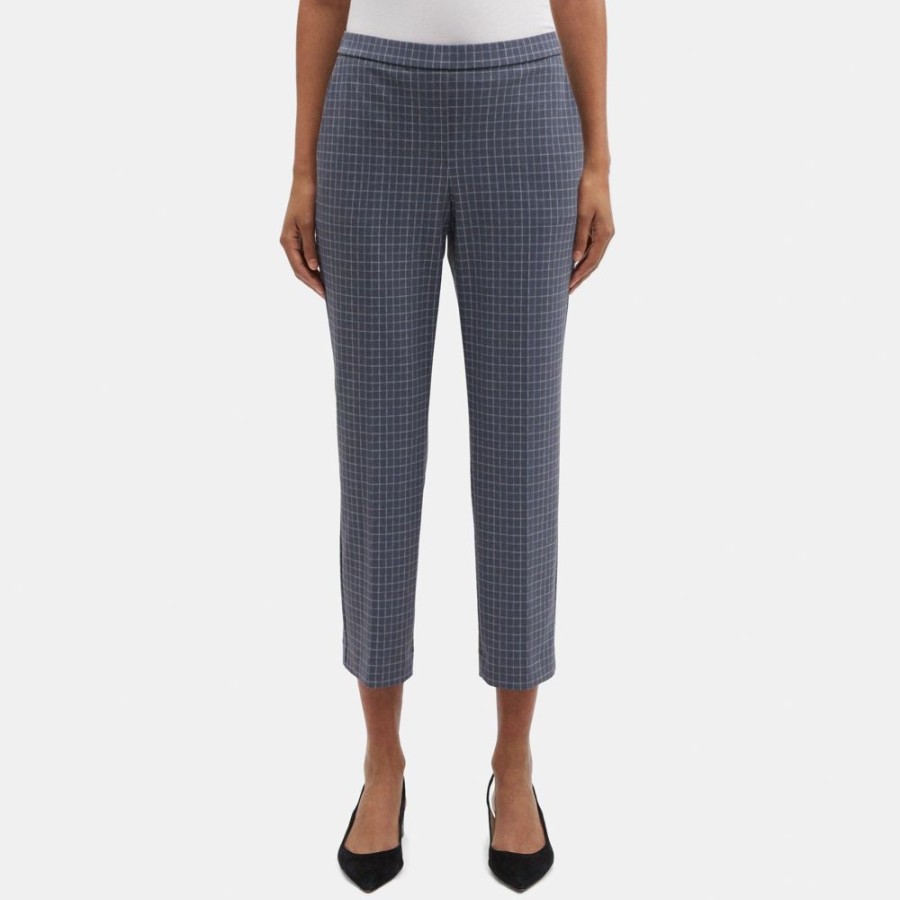 Women Theory Outlet | Slim Cropped Pull-On Pant In Printed Performance Knit Grey Multi