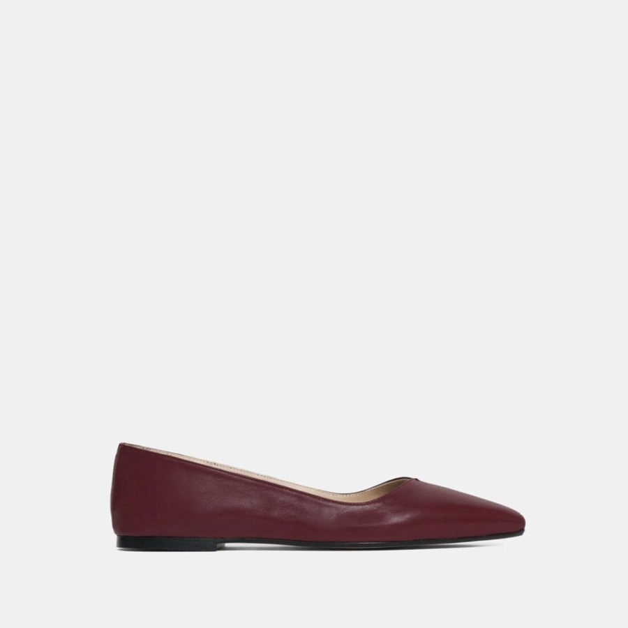 Women Theory Outlet | Closure Flat In Leather Garnet