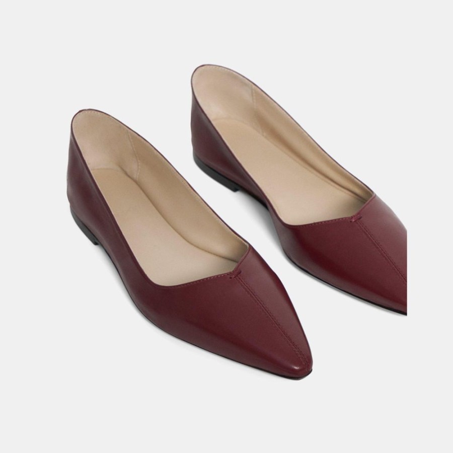 Women Theory Outlet | Closure Flat In Leather Garnet