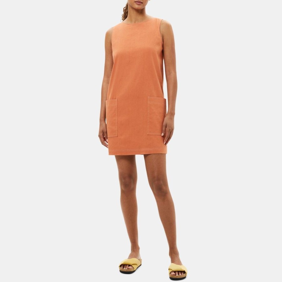 Women Theory Outlet | Sleeveless Shift Dress In Linen Canyon