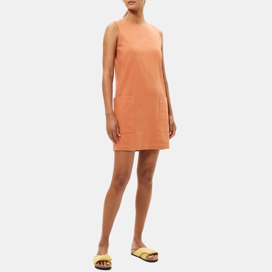 Women Theory Outlet | Sleeveless Shift Dress In Linen Canyon