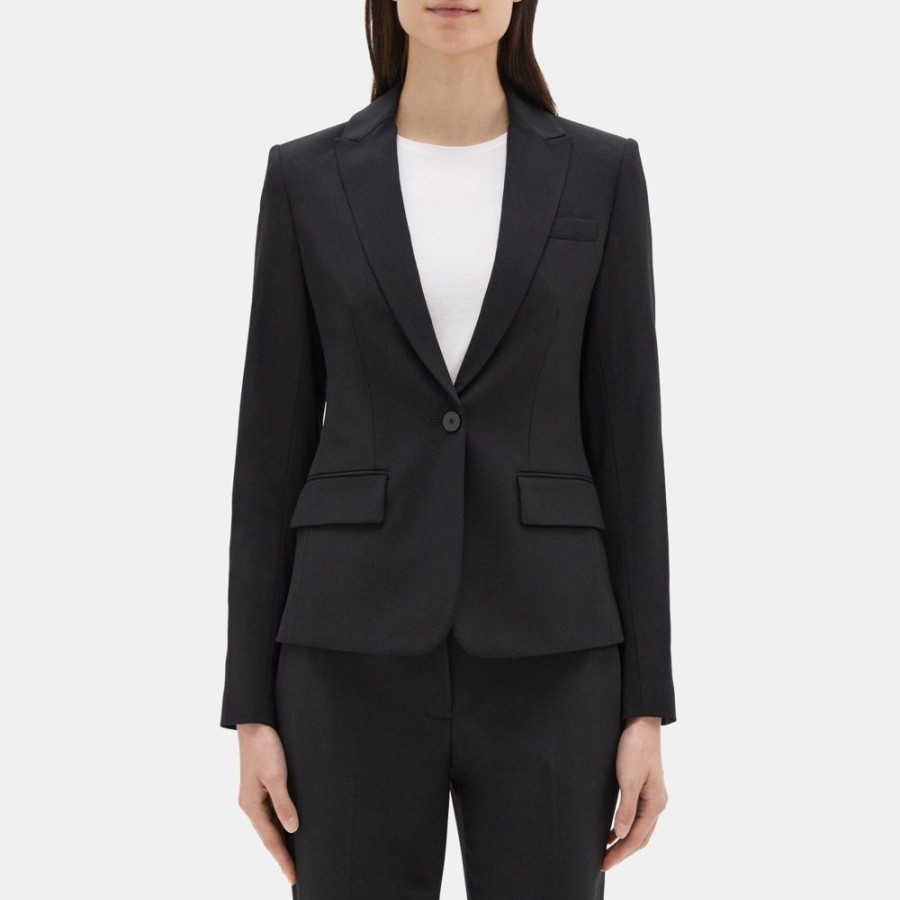 Women Theory Outlet | Slim-Fit Blazer In Sevona Stretch Wool Black