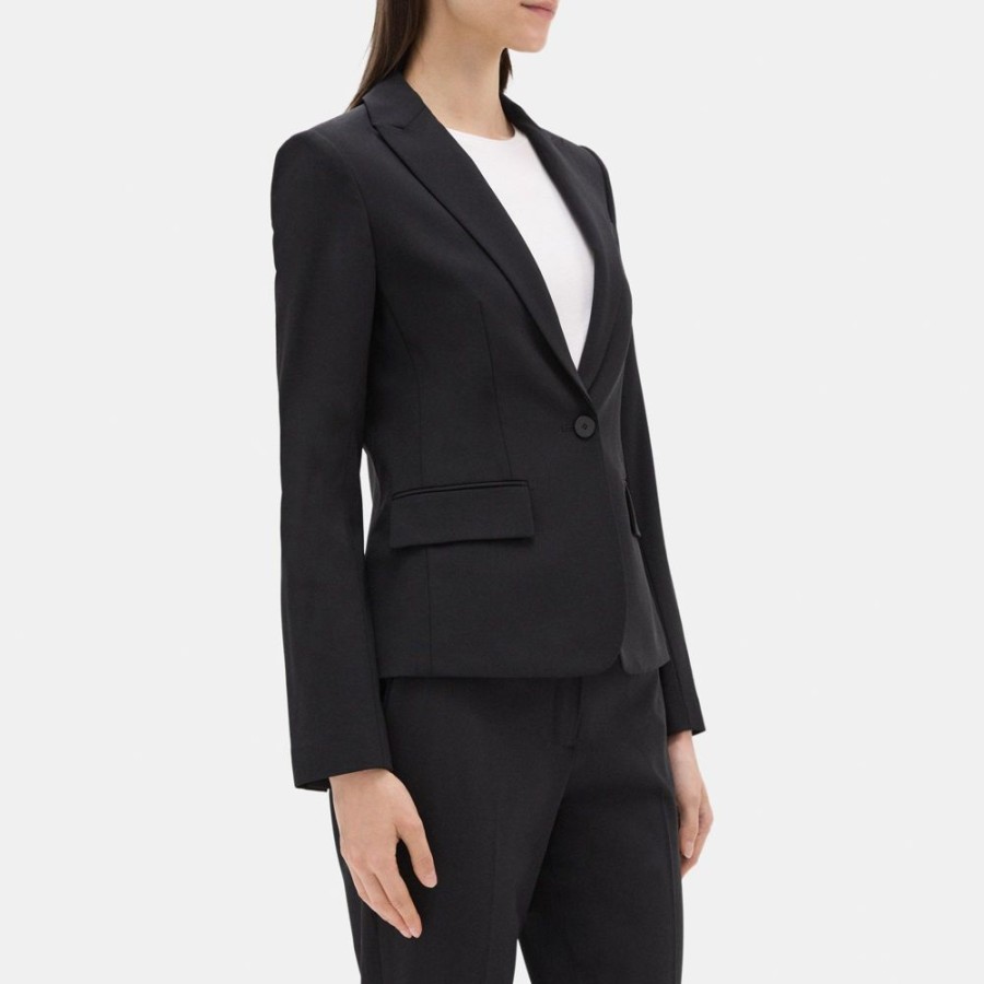 Women Theory Outlet | Slim-Fit Blazer In Sevona Stretch Wool Black