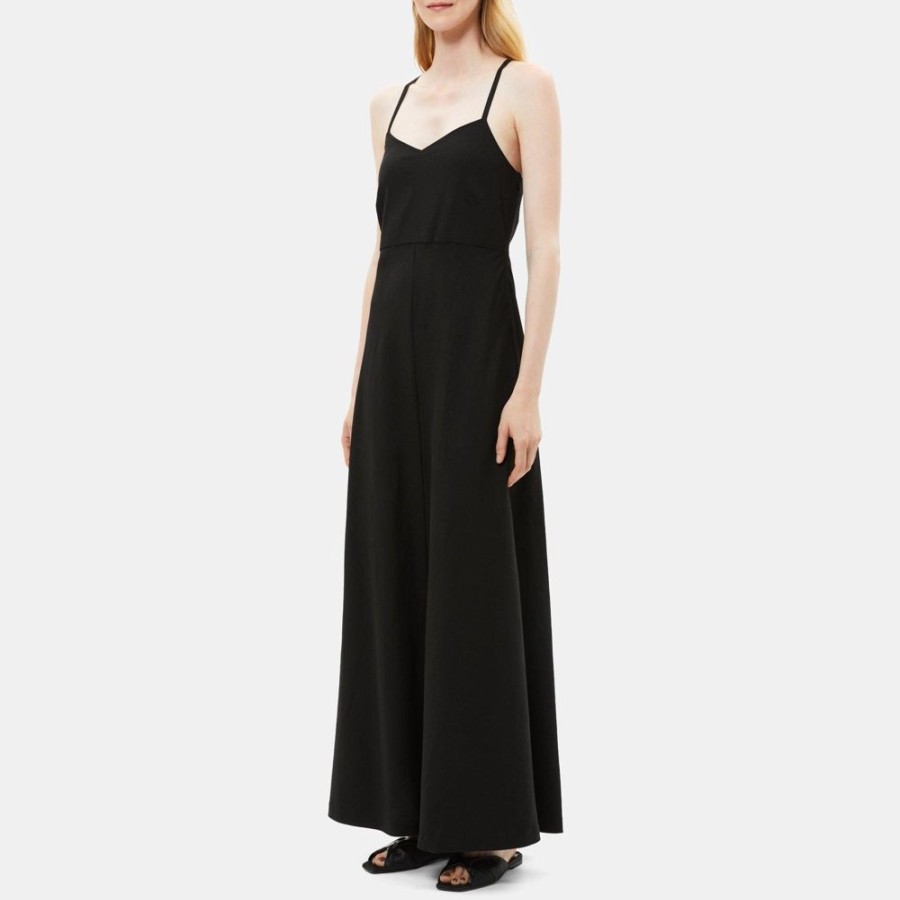 Women Theory Outlet | Cross-Back Dress In Linen Black