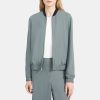 Women Theory Outlet | Bomber Jacket In Crepe Slate Grey