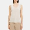 Women Theory Outlet | Easy Tank In Linen-Blend Sand